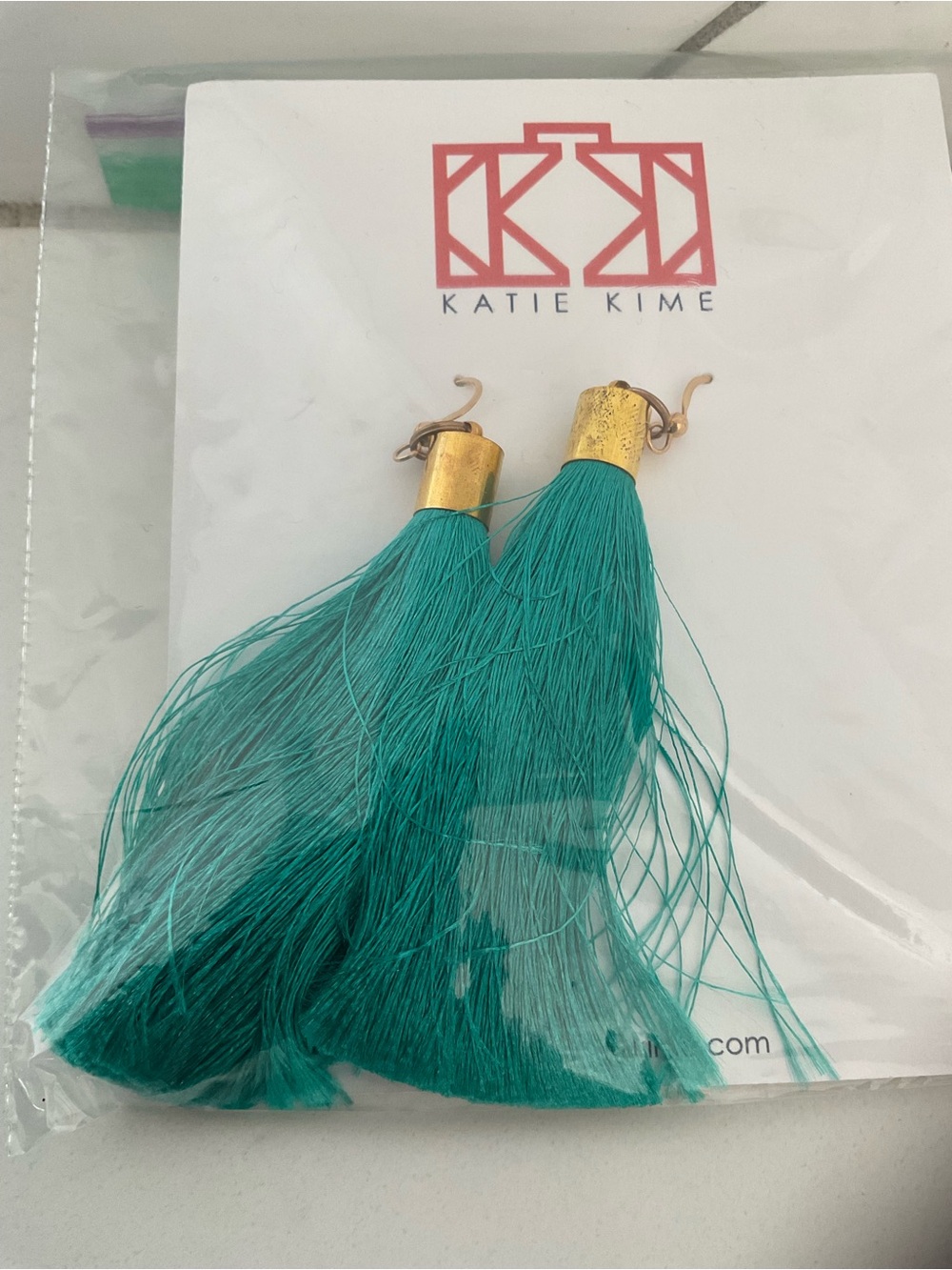 Katie K Teal Fringe Tassel Earrings